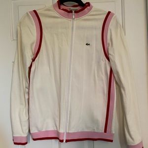 Lacoste pink and red trim zipper track jacket izod
